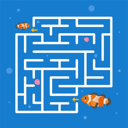 Maze game for children. Helped the fish to find their child.のイラスト素材