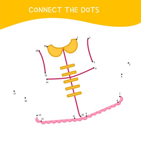 Educational game for kids. Dot to dot game for children. Cartoon dress.のイラスト素材