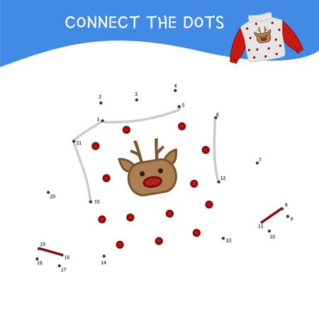 Educational game for kids. Dot to dot game for children. Cartoon sweater.のイラスト素材