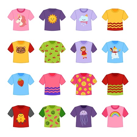 Vector set of cartoon different t-shirts.のイラスト素材
