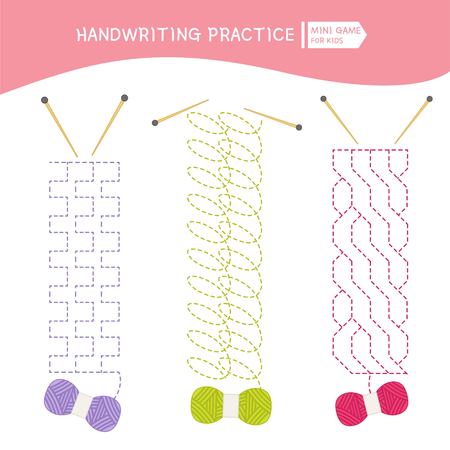 Handwriting practice sheet. Basic writing. Educational game for children.  のイラスト素材