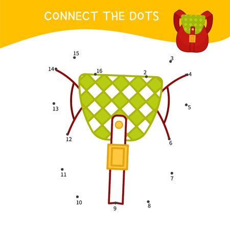 Educational game for kids. Dot to dot game for children. Cartoon backpack.のイラスト素材