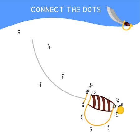 Educational game for kids. Dot to dot game for children. Pirate collection. Cartoon pirate saber.のイラスト素材