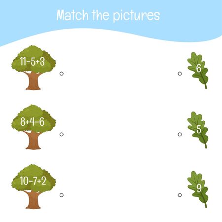 Matching children educational game. Activity for pre sÑhool years kids and toddlers. Match the trees and leaves.のイラスト素材