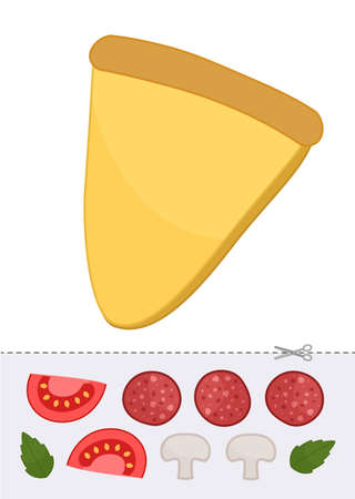 Education paper game for preshool children. Make the pizza.のイラスト素材