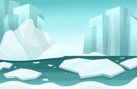 Illustration of a winter arctic landscape in cartoon style.のイラスト素材