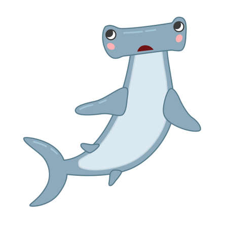 Collection of marine animals in cartoon style. Vector illustration of fish hammer.のイラスト素材