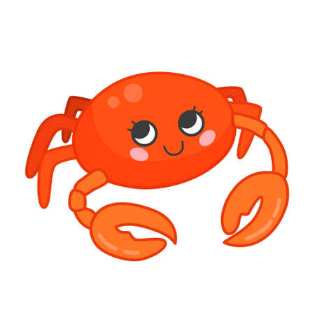 Collection of marine animals in cartoon style. Vector illustration of crab.のイラスト素材