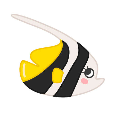 Collection of marine animals in cartoon style. Vector illustration of tropical fish