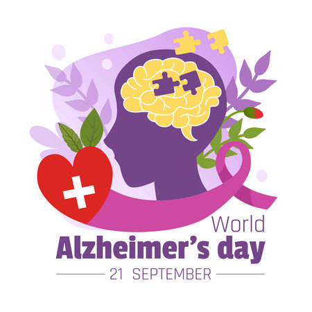 Vector medical poster world Alzheimer day. Brain disease concept.のイラスト素材
