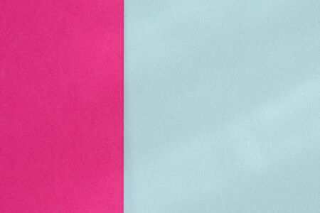 Pastel blue and bright purple color paper background. Geometric figures, shapes. Abstract geometric flat composition. Empty space on monochrome cardboardの写真素材