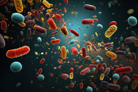 Bacteria in the microbiome help digest our food regulate our immune system, protect against other bacteria that cause disease and produce vitamins B12, thiamine and riboflavin, Vitamin Kの素材