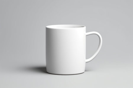 White mug mockup with hot chocolate or coffee on white background. Cup mock up showcaseの素材