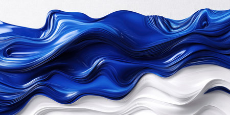 Abstract blue and white wave fluid paint texture with smooth movement and modern pattern for creative interior decor artの素材