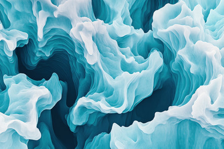Abstract blue texture background with fluid wave shapes creating modern stylish pattern for creative design and contemporary decor.の素材
