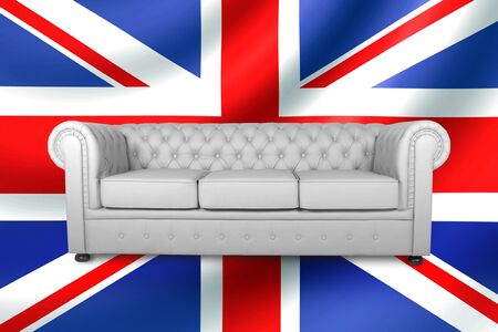 leather chester white sofaの写真素材