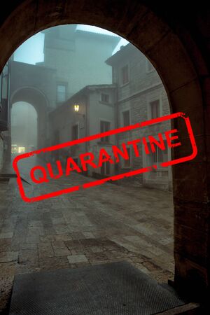 Concept Italian city closed for quarantine due to coronavirus, COVID-19の写真素材