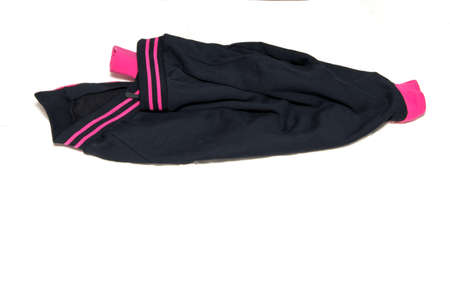 Close-up black with pink sweater stripes on a white isolated background.の写真素材