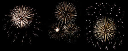Set of fireworks, explosion on a black background, festive fireworks for the new year, 4th of July,...