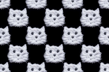 Happy New Year. Chinese New Year 2022. Seamless pattern from the shapes of tiger, cat heads drawn with salt, like snowの写真素材