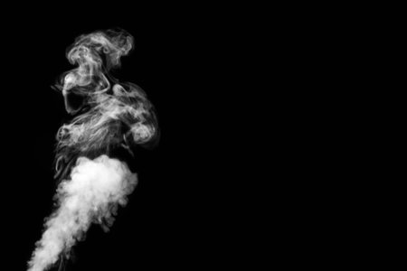 White vapor, smoke on a black background to add to your pictures. Perfect smoke, steam, fragrance, incense. Create mystical photos. Smoke backgroundの写真素材