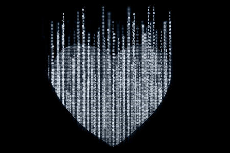 White Heart-shaped composed of binary computer code on a black background. The concept of artificial intelligence. Virtual love concept. artificial intelligenceの写真素材
