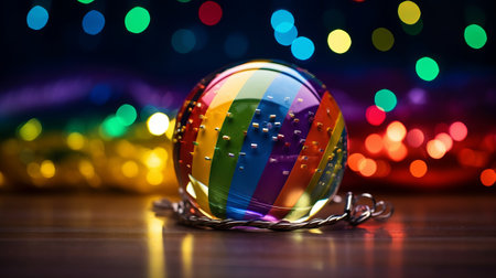 LGBT glass ball in the snow. A symbol of the new year. The symbol of winter. LGBT Christmas, Valentine's Day.の素材