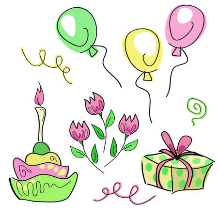 set of objects on a white background - birthday  のイラスト素材