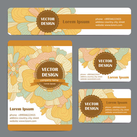 Corporate Identity vector templates set with doodles floral theme.のイラスト素材