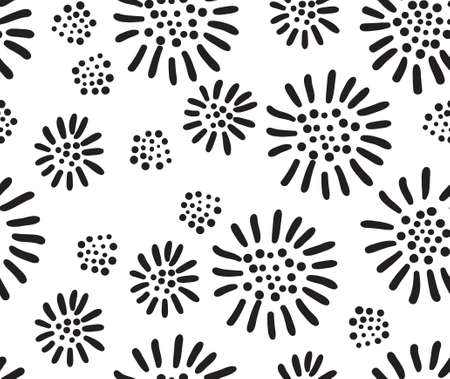Vector seamless pattern. Modern stylish texture. Repeating geometric tiles with dotted flowersのイラスト素材