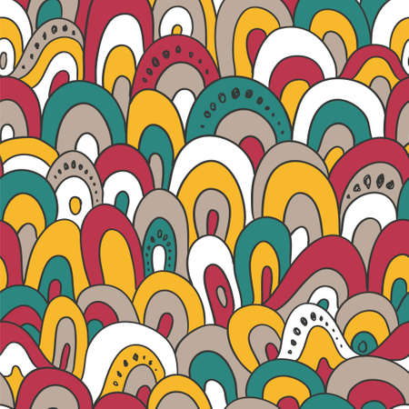 Seamless trance texture with color waves (vector). Tribal pattern.のイラスト素材