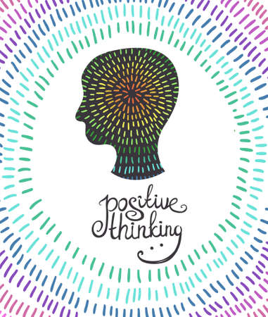 Vector human head icon. Creative concept. Positive thinking.のイラスト素材