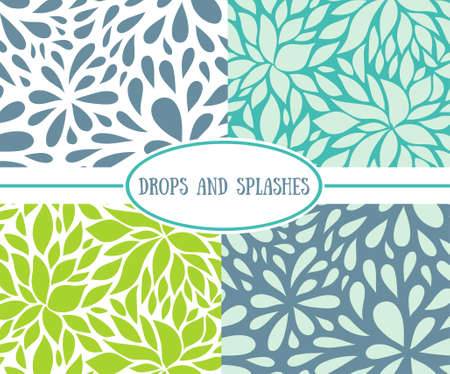 Set of seamless stylish patterns with drops. Vector illustrationのイラスト素材