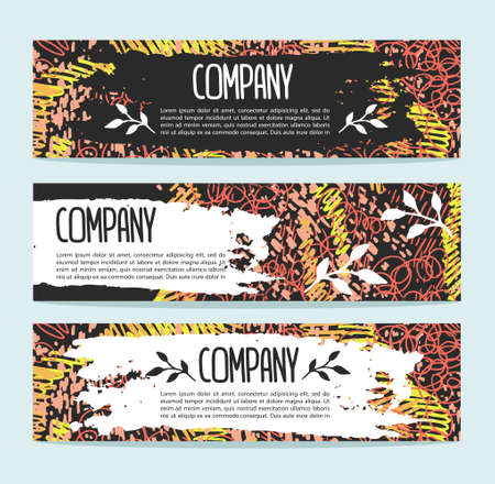 Set of three vector banners. Abstract header vector background.のイラスト素材