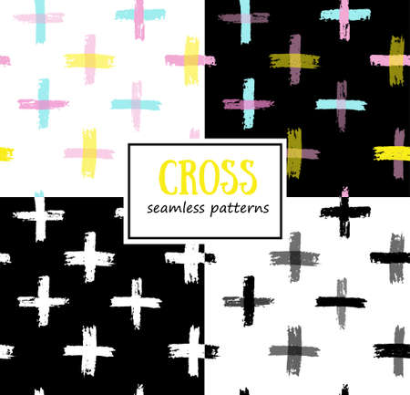 Set of seamless Cross Patternsのイラスト素材