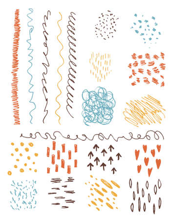 Set of  hand-drawn  strokes and scribbleのイラスト素材