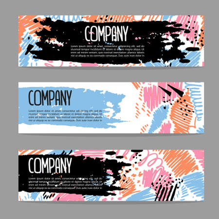 Set of creative artistic banners. Art backgrounds.のイラスト素材