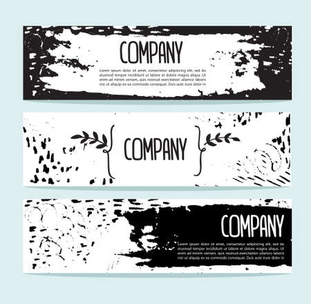Set of three vector banners. Abstract header vector background.のイラスト素材