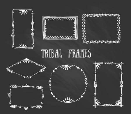 Set of wreaths and frames with place for your text. Vector illustrationのイラスト素材