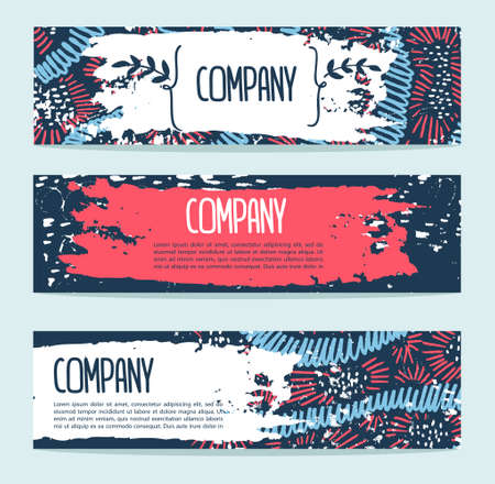 Set of three vector banners. Abstract header vector background.のイラスト素材