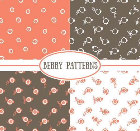 Set of seamless patterns. Berry background.のイラスト素材