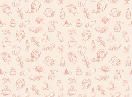 Pink seamless spa salon patternのイラスト素材