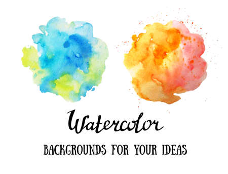 Set of abstract watercolor backgrounds. Watercolor vector clouds.のイラスト素材