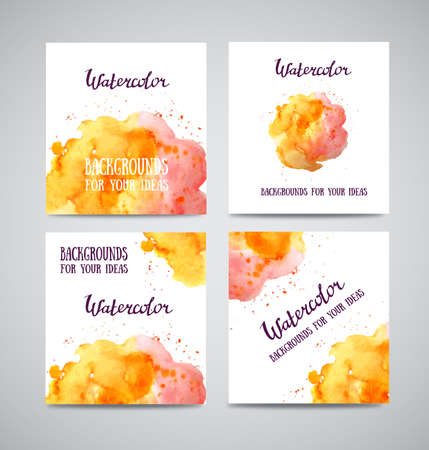 Set of Vector Banners with orange and pink  Watercolor Splash. Abstract Background for Business, Flyers and Posters.のイラスト素材