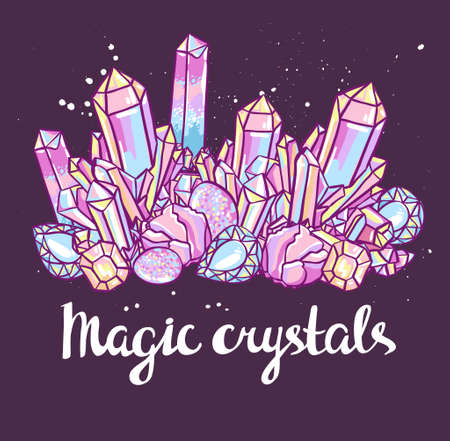 Poster - Magic crystals. Bright vector illustration.のイラスト素材