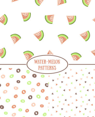 Hand drawn style seamless pattern with water-melons. Vintage abstract repeat patterns.