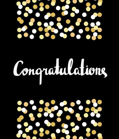 Congratulations Calligraphy. Congratulations Background with gold confetti. Graduation Card.のイラスト素材