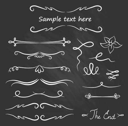Hand Drawn Vector Flourishes, Accent Text (vector). Chalk set.のイラスト素材