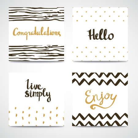 Set of abstract cards in gold, white and blackのイラスト素材