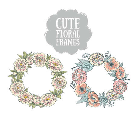 Hand drawn vector floral framesのイラスト素材